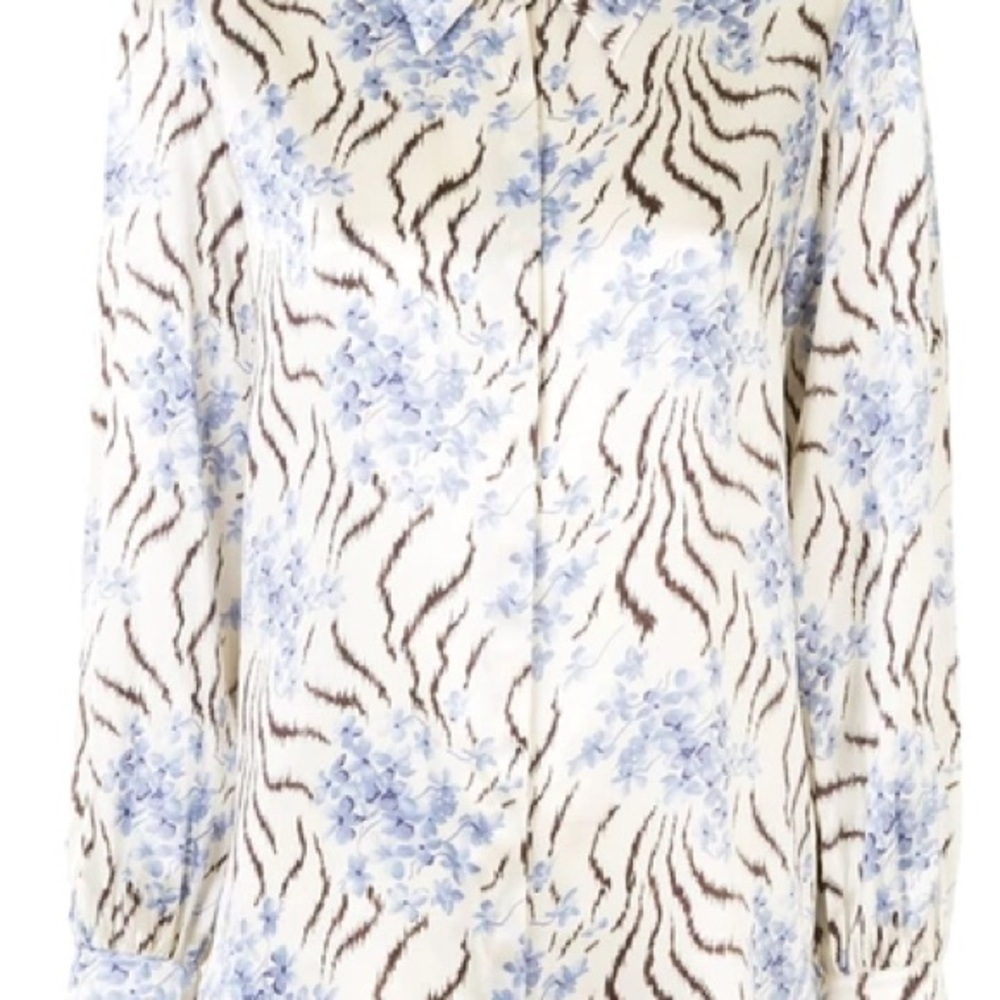 Cinq a sept Floral and Zebra Print Blouse